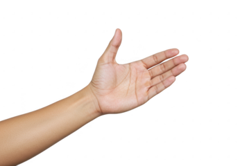 Human hand reaching out isolated on transparent background