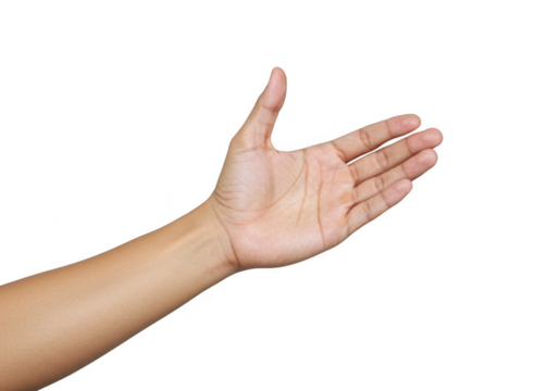 Human hand reaching out isolated on transparent background - Powered by Adobe