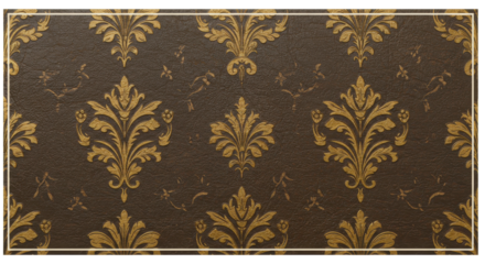 Elegant Wallpaper: Intricate golden floral patterns adorn a rich brown backdrop, creating a sense of luxury and timeless beauty.