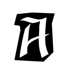 Letter A Grunge Typography - Distressed Capital Alphabet Character Bold Vintage Font Textured Monogram Design Weathered Rustic Letterform Black Graphic Element for Logo Brand Initial Vector Illustrati