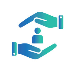 Minimalist Open Hands Protecting Person Flat Vector Icon for Security and Care