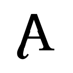 Letter A Grunge Typography - Distressed Capital Alphabet Character Bold Vintage Font Textured Monogram Design Weathered Rustic Letterform Black Graphic Element for Logo Brand Initial Vector Illustrati