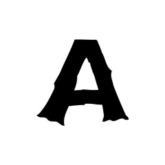 Letter A Grunge Typography - Distressed Capital Alphabet Character Bold Vintage Font Textured Monogram Design Weathered Rustic Letterform Black Graphic Element for Logo Brand Initial Vector Illustrati