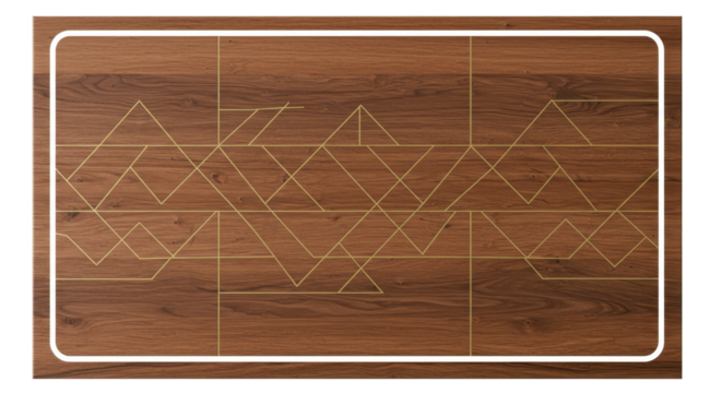 Geometric Patterns on Wood: This image showcases a detailed view of a wooden surface, embellished with intricate geometric patterns.