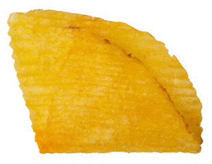 Isolated one ribbed potato chips on a white background