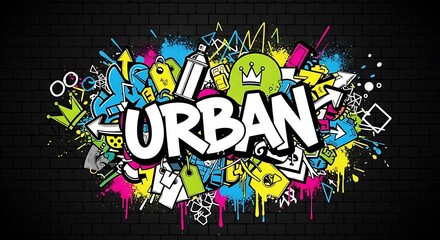 Urban Graffiti Art - A Vibrant and Dynamic Street Art Design.