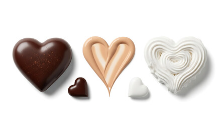 Heart-Shaped Chocolate and Cream Dessert Elements for Artistic Food Styling, Texture, Flavor, and Visual Presentation, 32K Revolution 