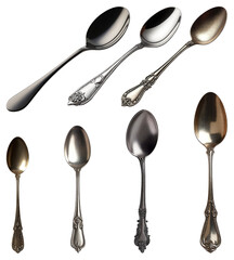 Vintage Silverware Spoons – Elegant Antique Cutlery Collection for Culinary Design and Gourmet Presentations