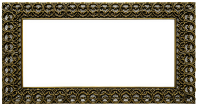 Ornate Picture Frame: A detailed close-up of an elegant, empty frame with intricate patterns and a touch of vintage flair. Capturing the artistry and craftsmanship.