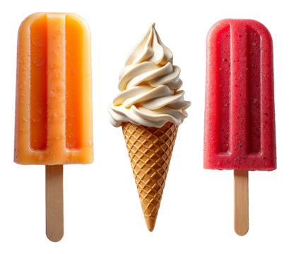 Summer Dessert Collection – Colorful Popsicles and Soft Serve Ice Cream for Culinary Blogs and Food Marketing