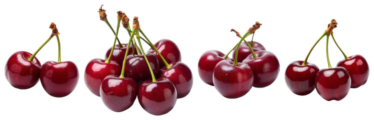 Fresh Ripe Cherries – Glossy Burgundy Fruit Clusters for Culinary Blogs, Food Packaging, and Gourmet Design