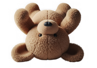 Cute teddy bear upside down isolated on transparent background