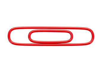 A vibrant red paperclip design showcasing a simple office supply on transparent background