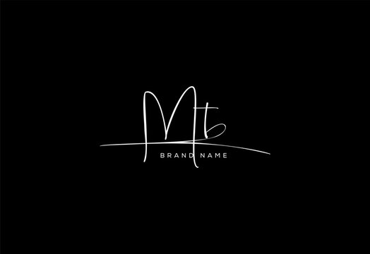 MT letter beauty cursive handwriting logo. vector logo| abstract logo| minimalist logo| brand identity| calligraphy design.