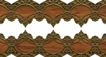 Ornate wooden panels design: A symmetrical pattern of meticulously crafted wooden panels, showcasing an interplay of textures and elements in a seamless repeating design.