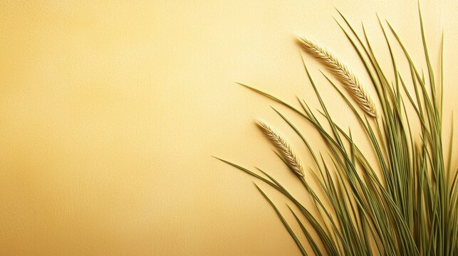 Green meadow breeze with tall grass swaying gently under golden sunlight in the late afternoon