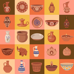 set illustration vector graphic of clay crafts