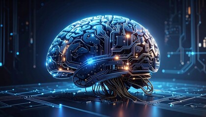 Artificial Intelligence Brain - Digital Circuitry and Neural Networks.