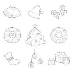 christmas holiday outline set