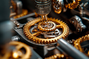 Watchmaker repairing gears with precision tool in workshop