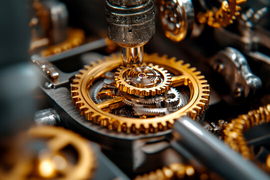 Watchmaker repairing gears with precision tool in workshop - Powered by Adobe