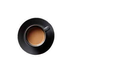 Dark-hued coffee cup and saucer, top view