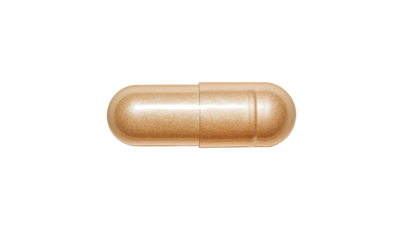 Single light-tan capsule, oblong shape, smooth surface