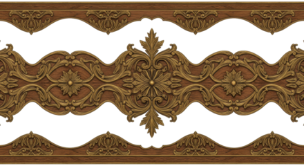 Elegant Ornamental Border: Detailed, symmetrical design featuring intricate floral and foliate motifs, capturing the essence of classic decorative art.