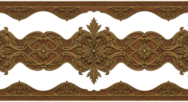 Elegant Ornamental Border: Detailed, symmetrical design featuring intricate floral and foliate motifs, capturing the essence of classic decorative art.