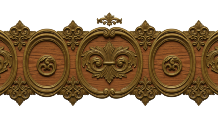 Exquisite Decorative Pattern: A detailed close-up reveals an ornate decorative pattern, showcasing repeating elements of intricate design and craftsmanship with wooden background.