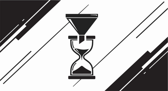 Hourglass with funnel symbolizing time passing and filtering information