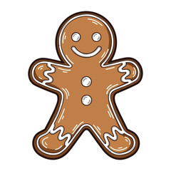 Gingerbread Man Delight: An adorable gingerbread man with a charming smile and button accents, embodying the warmth of the holiday season, a treat perfect for festive celebrations.