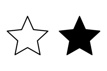 Fototapeta premium Contrasting star shapes: outline and filled black star icons for design