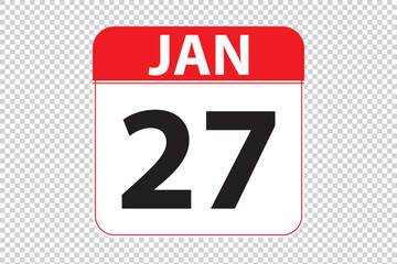 January 27 dates calendar icon.  simple and modern calendar icon on white background.