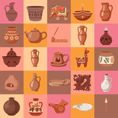 set illustration vector graphic of various kinds of clay crafts