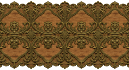 Ornate Antique Embellishment: The image showcases an exquisitely detailed antique embellishment, featuring a repeating pattern of intricate flourishes and sculptural elements, all set against a rich.