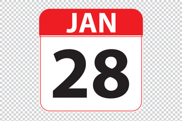 January 28 dates calendar icon.  simple and modern calendar icon on white background.