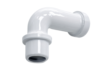 White plastic 90-degree pipe fitting