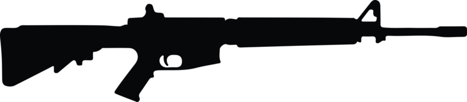 Illustrator AR-15 assault rifle side view black Silhouette vector