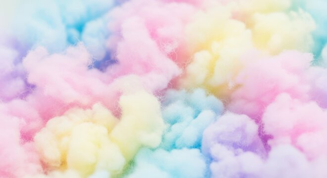 Colorful fluffy cloud or cotton candy texture background for sweet dessert treats and soft comforting fabric concepts. - Powered by Adobe