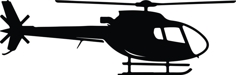 Illustrator Helicopter black detailed side view Silhouette vector