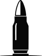 Illustrator Single bullet ammo black isolated design Silhouette vector