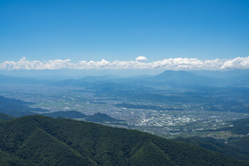 竜王山から眺める中野盆地の風景, 長野県, 日本