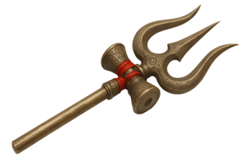 Ornate trident weapon isolated on transparent background
