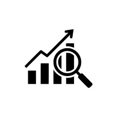 Data Analysis Icon Featuring Growth Chart and Magnifying Glass Vector Illustration