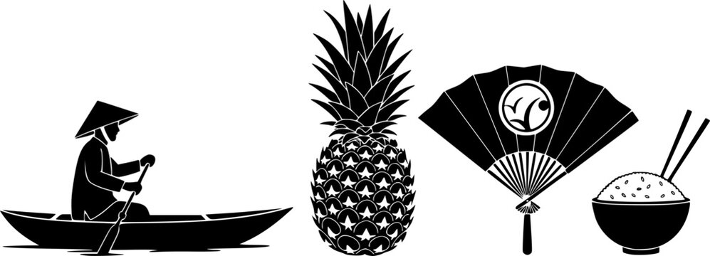 Vector design of eastern and oriental logo. Set of eastern and tourism vector