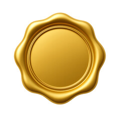 Elegant golden wax seal isolated on transparent background