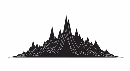 Abstract sound wave graphic with sharp peaks and valleys against a white background