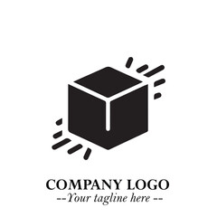Box Moving Fast Symbol in Black on the White Background with Dynamic Delivery Design