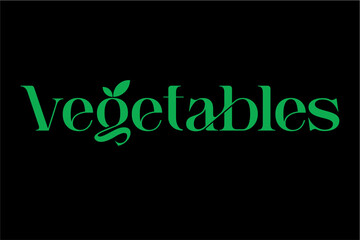 Creative green Vegetables wordmark with a leaf design.
